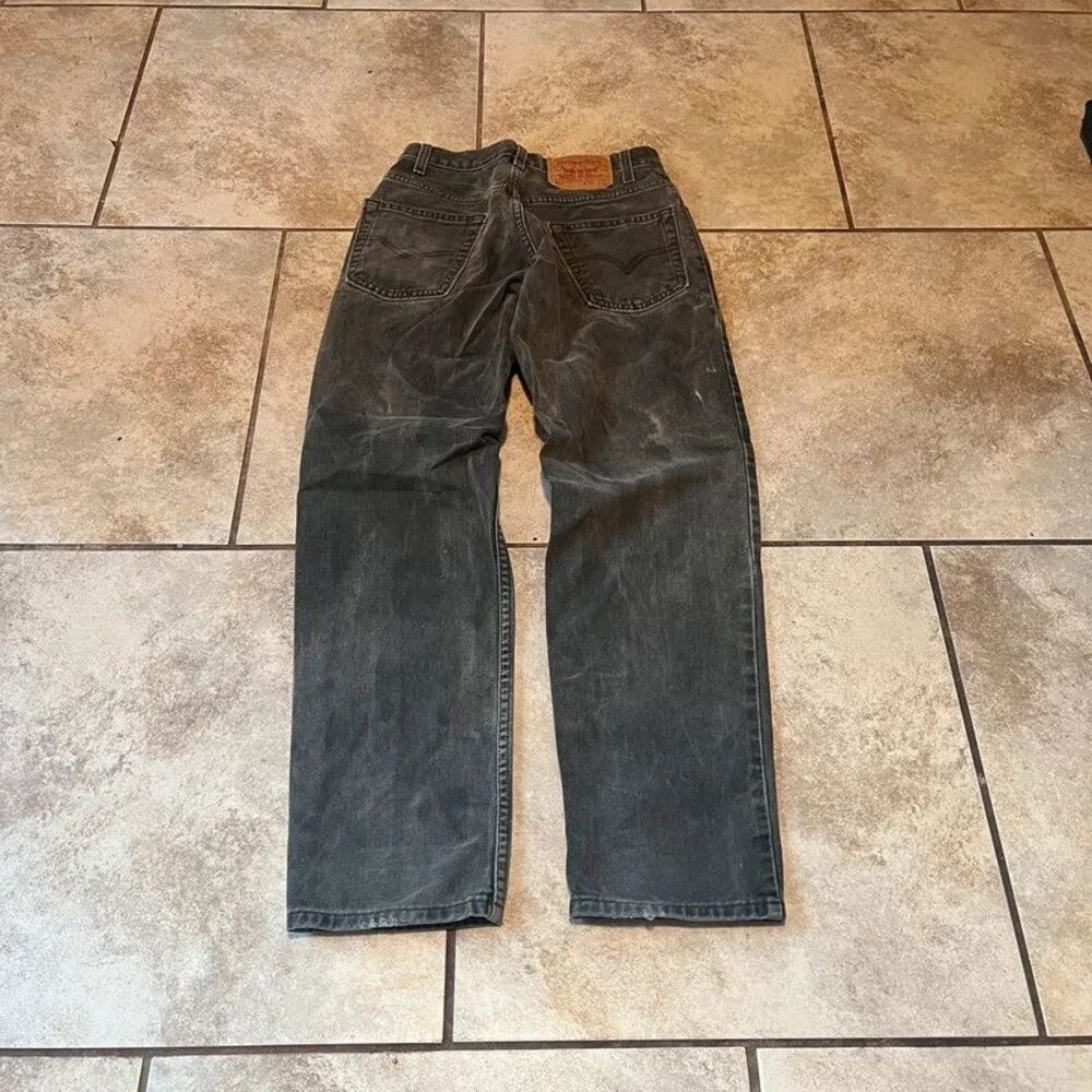 Vintage 90s Levis 550 Relaxed Tapered Black Washed distressed Grey Jeans 28x30